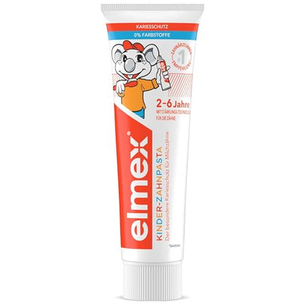 elmex children's toothpaste 2-6 years 2x50ml – child-friendly tooth cleaning for highly effective caries protection – with amine fluoride for a triple protection mechanism