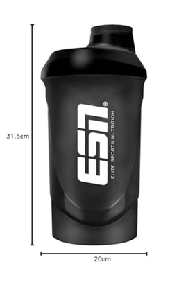ESN Shaker, Black, 600 ml, leak-proof, shaker with measuring scale for easy dosing, free from BPA &amp; DEHP