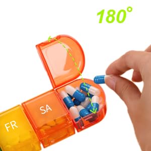 7-day pill box, 7-day pill box with 7 compartments, handy and moisture-resistant medicine box for your handbag or pocket to store medication, rainbow
