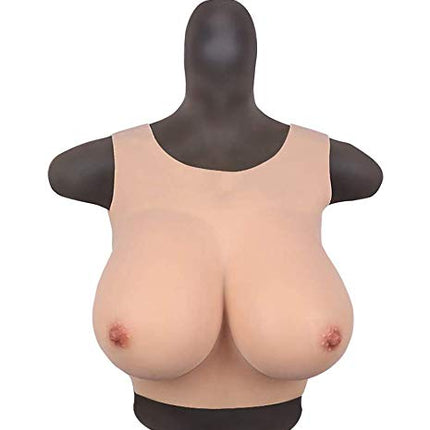 FHUILI Crossdressers Silicone Breast Forms - Round Collar Design Silicone False Breasts - Lifelike Fake Breasts for Crossdressing Transvestite Cosplay, G Cup,A