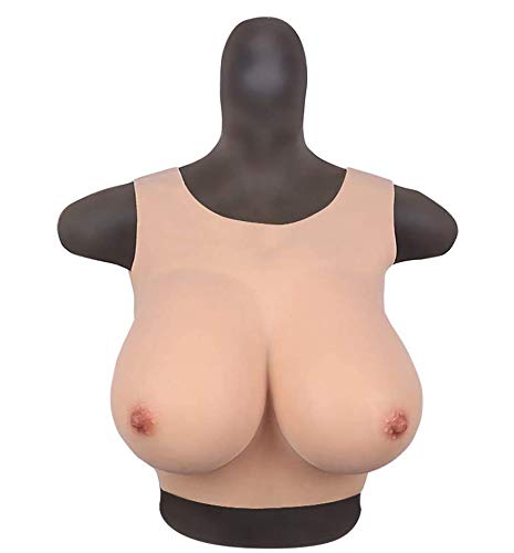 FHUILI Crossdressers Silicone Breast Forms - Round Collar Design Silicone False Breasts - Lifelike Fake Breasts for Crossdressing Transvestite Cosplay, G Cup,A