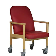 Devita - Nursing chair, tripple chair, senior chair LÜBECK artificial leather, Cherry - seat height: 46cm with large castors up to 120 kg and push handle
