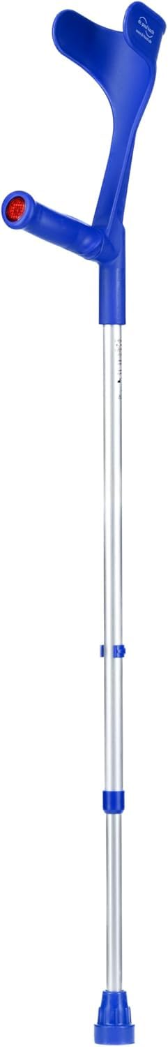 Dr. Paul Koch Single Crutch Blue - Walking Aid Made of Aluminum with Plastic Handles Adjustable with Practical Clip - 600g Net Weight Scope of Delivery 1 Crutch