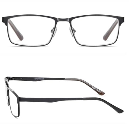 EYECEDAR Amcedar 5 pieces reading glasses men rectangle frame metal gray stainless steel material spring hinges included computer reading glasses 2.00
