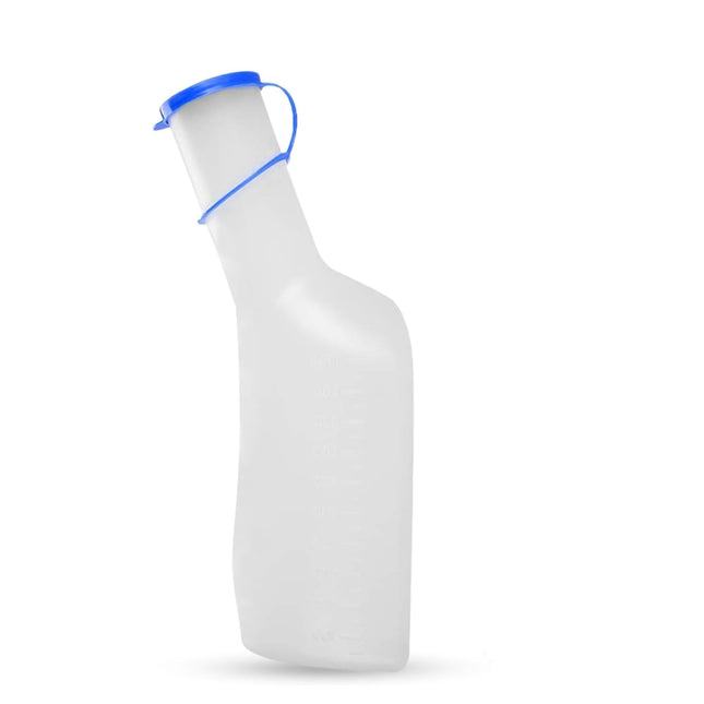 PP Urine Bottle for Men, 1 Liter / 1000 ml, Durable Plastic Urine Bottle with Cap, Easy-to-Read Measuring Lines, Portable for Travel, Car Emergency