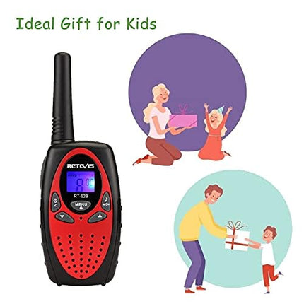 Retevis RT628 Walkie Talkie Set of 4, Children's Radio Long Range, Easter Gifts for Children, Toys for Ages 3-12, Gifts for Birthdays, Holidays, Camping, Adventures (2 Pairs, Red)