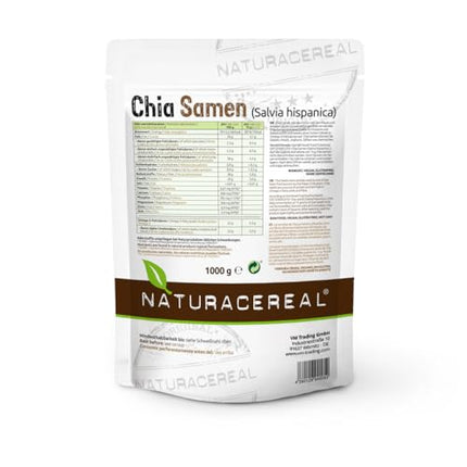 Naturacereal Chia Seeds 1kg – Rich in Omega-3, Fiber &amp; Source of Plant Protein, Antioxidant Powerhouse, Ideal for Smoothies, Puddings &amp; More – Ethically Harvested