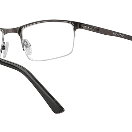 EYECEDAR Amcedar 5 pieces reading glasses men square frame metal gray stainless steel material spring hinges included reading glasses 2.00