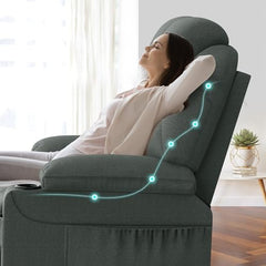 YONISEE TV Chair Electrically Adjustable, Stand-Up Aid Massage Chair with Massage Heat Function, Senior Chair, Relaxing Lounger with Footrest, 2 Side Pockets and Cup Holder, USB Ports