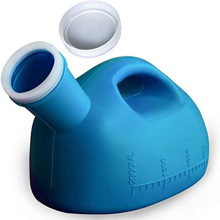 Urinal bottle for men, urinal for men, splash-proof with lid, urinals for hospital, outdoor, car, camping, blue -2000ml