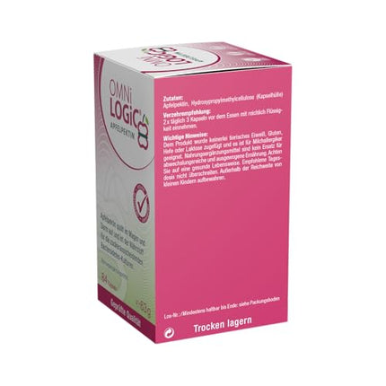 OMNi LOGiC APPLE PECTIN, 84 Capsules, Fiber, Natural Apple Pectin: Swells in the stomach and intestines, Vegan, Gluten-free, Lactose-free