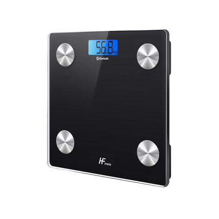 HomeFashion HFitness Body Fat Scale 28x28cm 19x BODY DATA iOS and Android App Intelligent Digital Bathroom Scales Personal Body Scales Body Weight Meter BMI Bluetooth