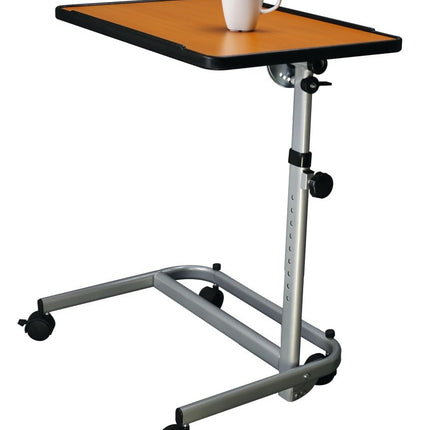 Stock-Fachmann® Side table, height-adjustable nursing table, laptop table, hospital table, rehabilitation table, bedside table on casters, mobile side table for nursing bed. Color white or brown. Load capacity up to 18 kg.