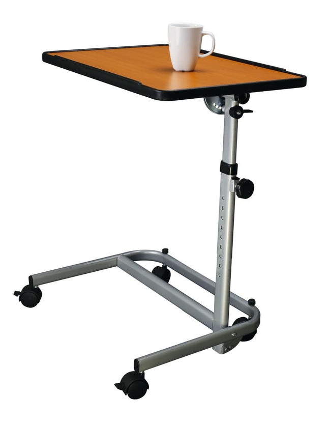 Stock-Fachmann® Side table, height-adjustable nursing table, laptop table, hospital table, rehabilitation table, bedside table on casters, mobile side table for nursing bed. Color white or brown. Load capacity up to 18 kg.