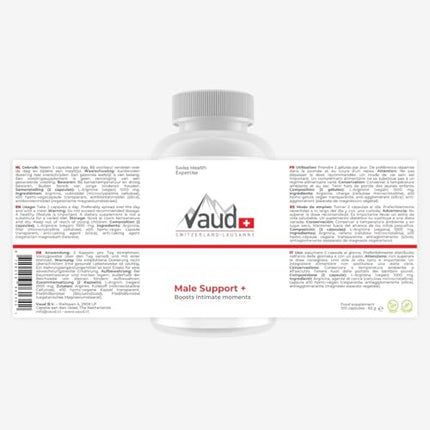 MALE SUPPORT – Natural male enhancement – ​​With high-dose L-arginine – 100 capsules – Supports blood circulation &amp; physical performance – Natural Viagra alternative