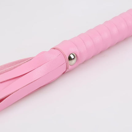 Vielretude 44cm PU Leather Whip Sex Spanking Riding Tassel Whip BDSM Role Play Couples Roleplay Flirt Sex Toys (Pink)