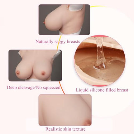 YRZGSAWJ K Cup S Cup Z Cup Silicone Breast Forms Plus Size Fake Silicone Breasts Artificial Breast Silicone Filled Breast Prosthesis for Crossdresser Transgender (Nude, Z Cup)