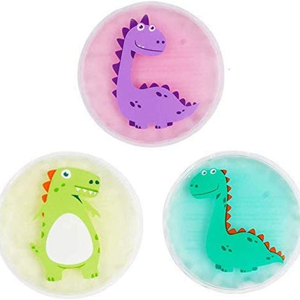 Hilph Cooling Pads for Children with Non-Toxic Gel for Injuries (3 Pack), 11 x 11 cm Dinosaur Small Ice Packs Cold &amp; Warm Compress Ice Pack for Wisdom Tooth, Bumps, Fever, Bruises, Insect Bites