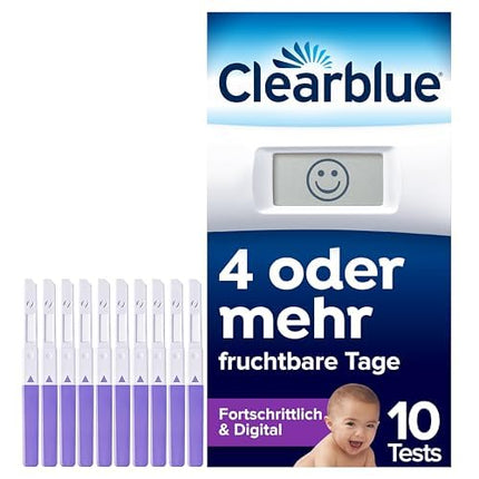 Clearblue Fertility Ovulation Test Kit, 10 Tests + 1 Digital Test Holder, Advanced Digital Female Fertility/Ovulation Test (Tests 2 Hormones), Get Pregnant Faster