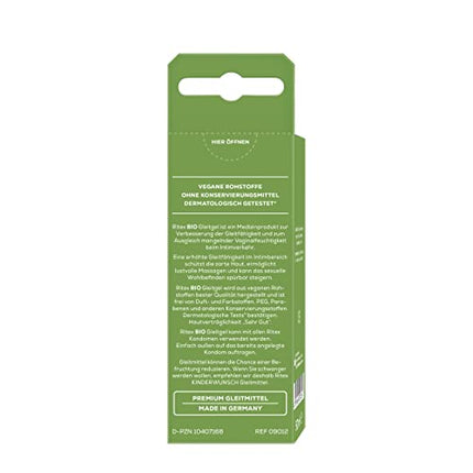 Ritex BIO lubricant, 50 ml, vegan and cruelty-free, free from fragrances and dyes, PEG, parabens, and other preservatives, Made in Germany