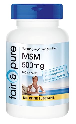 Fair &amp; Pure® - MSM 500mg Capsules - 180 Capsules - Methylsulfonylmethane - vegan - without magnesium stearate