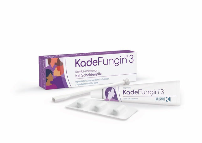 KadeFungin 3 combination pack: 3-day treatment for vaginal yeast infections with 3 vaginal tablets (200 mg clotrimazole each) and 2% clotrimazole cream