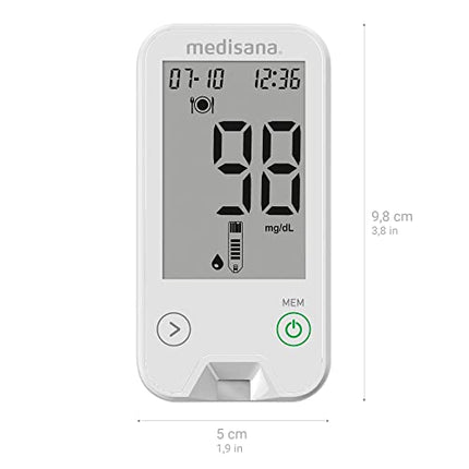 Medisana MediTouch 2 mg/dL blood glucose meter, starter set with test strips for diabetics, lancets for blood glucose monitoring, diabetes set, rapid test