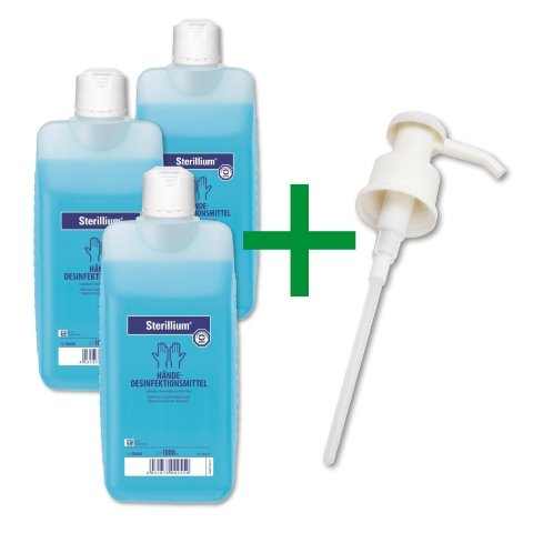 3 x 1000ml Sterillium® hand disinfectant + 1 x dosing pump from Bode Chemie