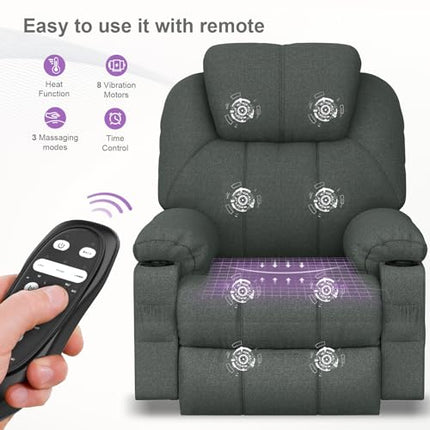YONISEE TV Chair Electrically Adjustable, Stand-Up Aid Massage Chair with Massage Heat Function, Senior Chair, Relaxing Lounger with Footrest, 2 Side Pockets and Cup Holder, USB Ports