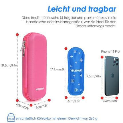 YOUSHARES Insulin Cooler Bag - TSA EVA Case for Insulin Pen, EpiPen, Insulin and other Diabetes Accessories - Mini Medication Cooler for Travel, Small Insulated Bag with 2 Ice Packs (Red)