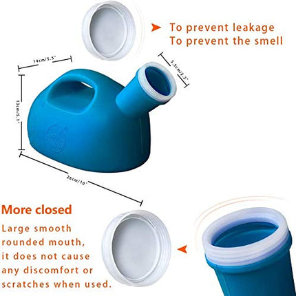 Urinal bottle for men, urinal for men, splash-proof with lid, urinals for hospital, outdoor, car, camping, blue -2000ml