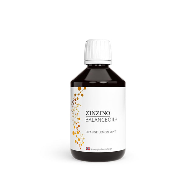 ZinZino BalanceOil+ Fish Oil with Omega-3 2478 mg, Omega-9, Vitamin D3, Tocopherol, DHA, EPA with Olive Oil Flavor Orange-Lemon-Mint, 300 ml