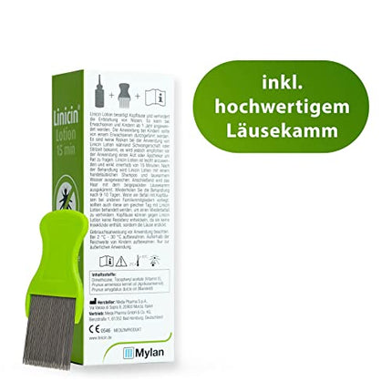 Linicin Lotion with Lice Comb (100 ml) - Lice remedy for the treatment of head lice, including lice comb | Gentle on the scalp