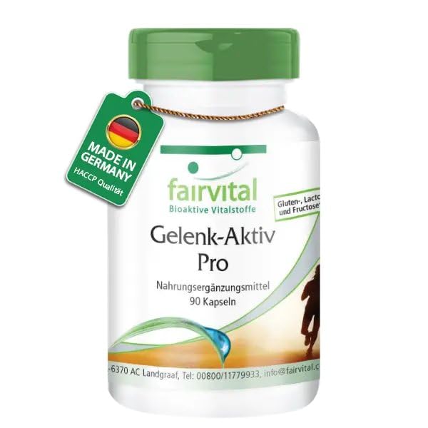 Fairvital | Joint Active Pro - 90 Capsules - Glucosamine 1200 mg per daily dose with Chondrotin Sulfate + MSM + Hyaluronic Acid + Astaxanthin - HIGH DOSE