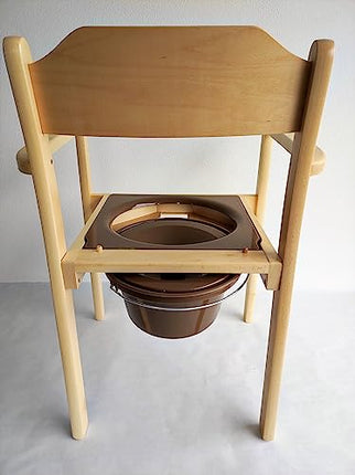 Perla Hygienic Commode Chair, Wooden Commode Chair, Removable Bucket with Lid, Chair Toilet for Adults Made of Solid Beechwood, Certified Toilet Aid for Seniors (Light Brown)