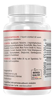 Vihado 4MEN direct 2.0 - Men's Capsules Extra Strength - IMMEDIATE high-dose formula - with L-Arginine, Maca, Tribulus Terrestris, Ginseng, 60 Capsules