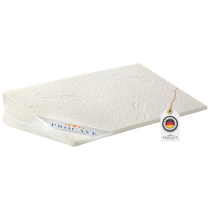 PROCAVE bed wedge | wedge-shaped foam cushion | breathable mattress riser | Made in Germany | Aloe Vera double-cloth cover | 160 cm x 45 cm x 15/1 cm