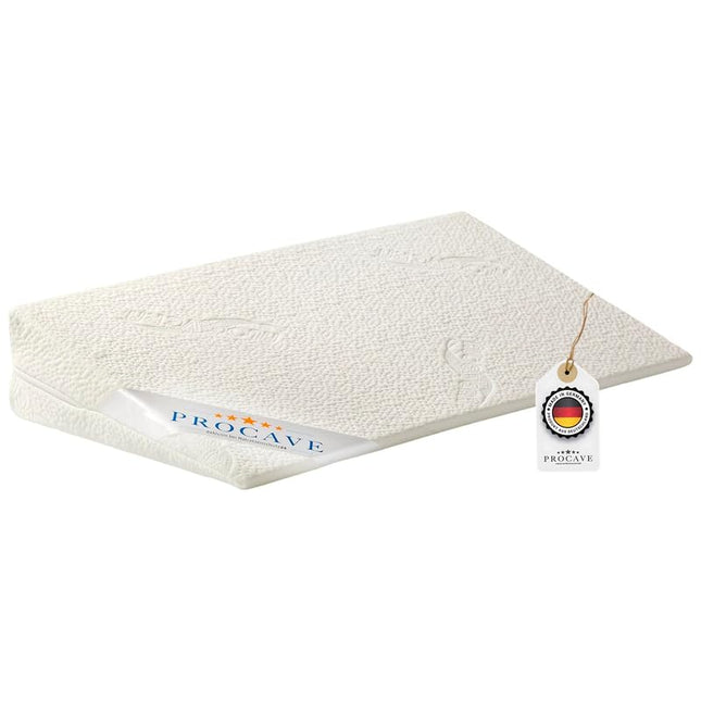 PROCAVE bed wedge | wedge-shaped foam cushion | breathable mattress riser | Made in Germany | Aloe Vera double-cloth cover | 160 cm x 45 cm x 15/1 cm
