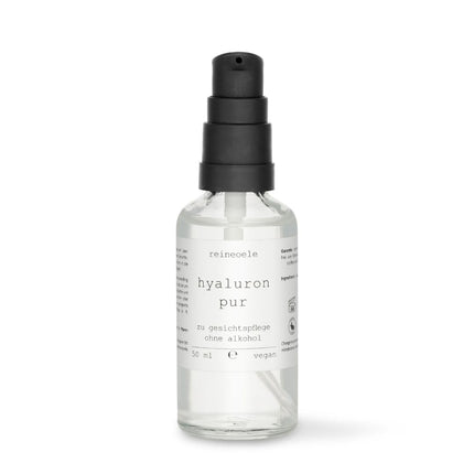 Pure hyaluronic serum, high dosage, vegan, suitable for dermaroller, alcohol-free, sensitive skin, 50 ml glass bottle, pure oils, Hyaluron Pur No20