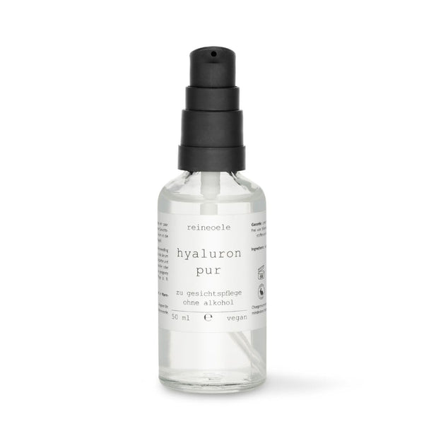 Pure hyaluronic serum, high dosage, vegan, suitable for dermaroller, alcohol-free, sensitive skin, 50 ml glass bottle, pure oils, Hyaluron Pur No20
