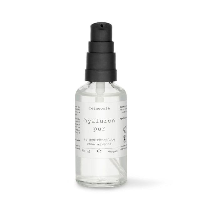 Pure hyaluronic serum, high dosage, vegan, suitable for dermaroller, alcohol-free, sensitive skin, 50 ml glass bottle, pure oils, Hyaluron Pur No20