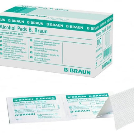 Alcohol Pads B.Braun - alcohol swabs for cleaning with isopropanol, (2 x 100 pieces)