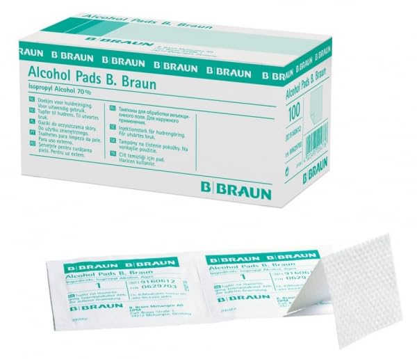 Alcohol Pads B.Braun - alcohol swabs for cleaning with isopropanol, (2 x 100 pieces)