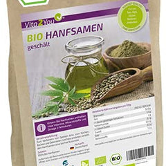Vita2You Organic Hemp Seeds Peeled 1kg - German Cultivation - 100% Raw Food Quality in a Zip Bag - 1000g - Premium Quality