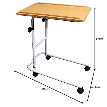 Aidapt overbed table and chair with easy-to-clean laminated tabletop - height and angle adjustable for writing, eating, reading and entertaining with easy-to-move castors with brakes