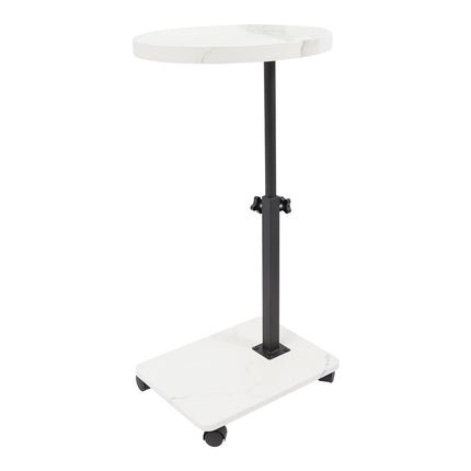 Sindipanda Side Table with Wheels - 40cm - Mobile Side Table 360° Rotating Top Bedroom Side Table for Beds and Sofa, Double-Tier Storage, 40-80cm Height Adjustable