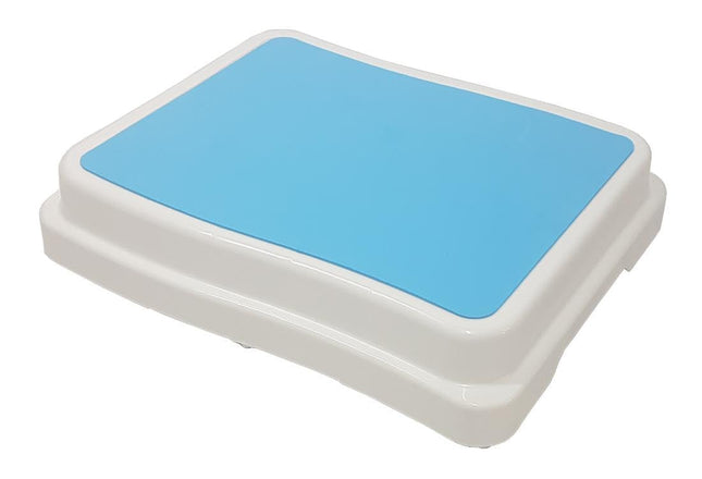 FabaCare bathtub entry aid, bath steps, entry aid, toilet stool, step aid, non-slip bathtub steps, aid for the bathroom, anti-slip rubber feet, white-blue, stackable