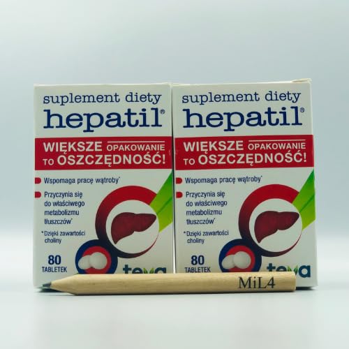 2x Hepatil 80 tablets - contributes to proper fat metabolism, MiL4 pencil, liver medication, liver cirrhosis, liver regeneration, improvement of digestion