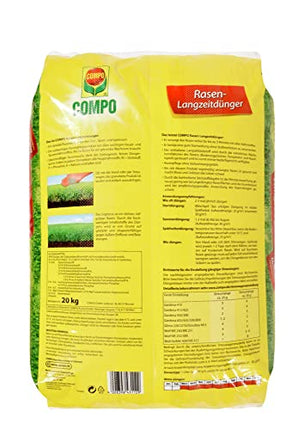 COMPO lawn fertilizer with 3 months of long-term effect for spring and summer - animal-friendly - premium lawn long-term fertilizer - 20 kg for 800 m²