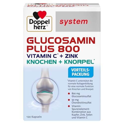 Doppelherz system GLUCOSAMIN 800 PLUS – With vitamin C to contribute to normal collagen formation for normal cartilage function – 120 capsules